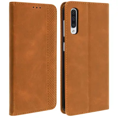 Ovitek za denarnico s stojalom za video, videz staranega usnja, zbirka Vintage - Camel str. Samsung Galaxy A50