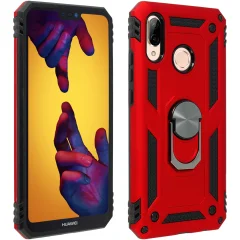 Torbica, odporna na udarce, s kovinskim držalom za obrocke - rdeca str. Huawei P20 Lite