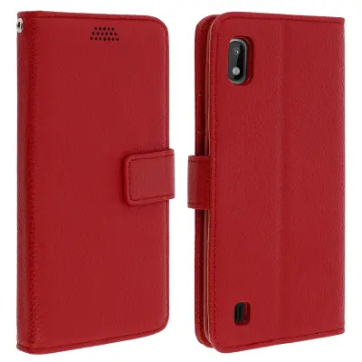 Folio Case Držalo za kartice in stojalo za video, zrnat ucinek - rdeca str. Samsung Galaxy A10
