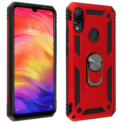 Etui, odporen na udarce, s kovinskim držalom za obrocke - rdec str. Xiaomi Redmi Note 7