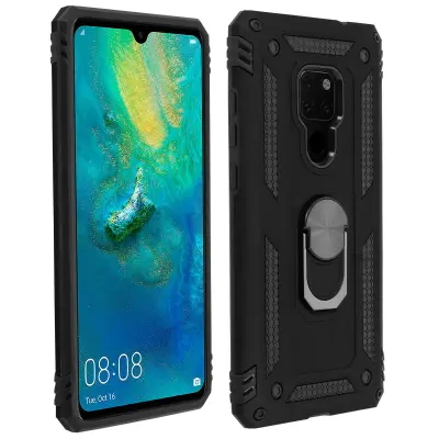 Etui odporen proti udarcem s kovinskim držalom za obrocke - crn str. Huawei Mate 20