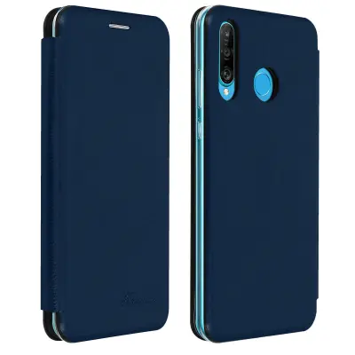 Huawei P30 Lite / P30 Lite XL ovitek iz umetnega usnja, držalo za kartice in stojalo za video, zbirka Haja - modra
