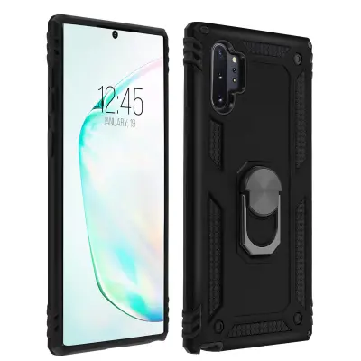 Etui odporen proti udarcem s kovinskim držalom za obrocke - crn str. Samsung Galaxy Note 10 Plus