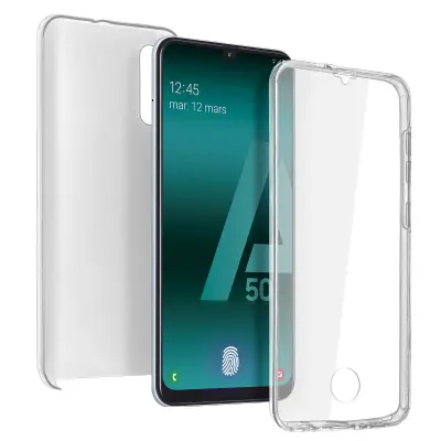 Popolna zašcita: mehka sprednja lupina in trda zadnja stran - prozorna str. Samsung Galaxy A50