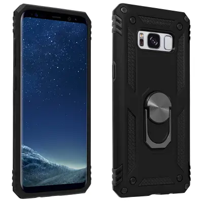 Etui odporen proti udarcem s kovinskim držalom za obrocke - crn str. Samsung Galaxy S8