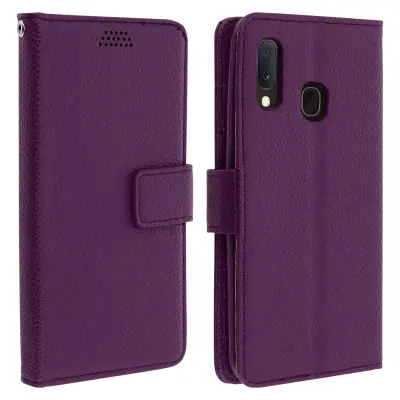Folio Case Držalo za kartice in stojalo za video, zrnat ucinek - vijolicna str. Samsung Galaxy A20e