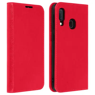 Etui, držalo za kartice in stojalo za video iz pravega usnja - rdeca str. Samsung Galaxy A20e