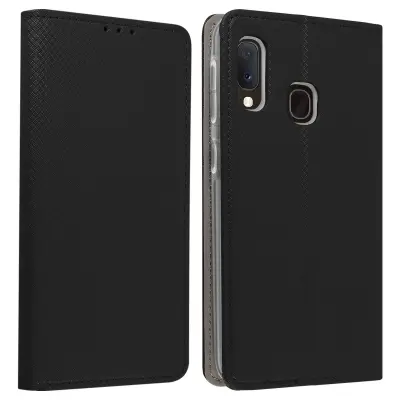 Folio etui, držalo za kartice in stojalo za video, magnetna zavihek - crna str. Samsung Galaxy A20e
