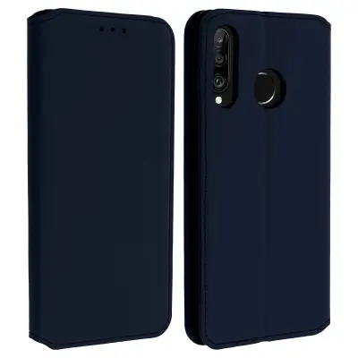 Ovitek folija Držalo za kartice in stojalo za video - polnocno modra str. Huawei P30 Lite
