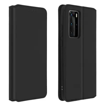 Ovitek za Huawei P40 Pro, držalo za kartice in stojalo za video - crn