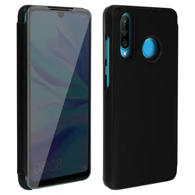 Izjemno tanek preklopni ovitek Mirror s funkcijo stojala - crn str. Huawei P30 Lite