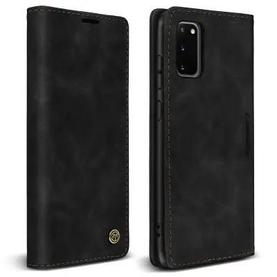 Vintage preklopna torbica, denarnica in stojalo za Samsung Galaxy S20 - crna