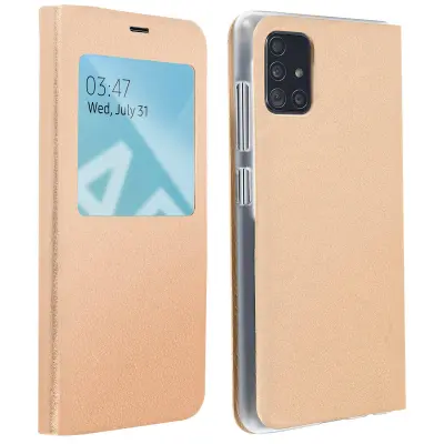 Izjemno tanek okenski ovitek s popolno zašcito za Samsung Galaxy A51 - zlata