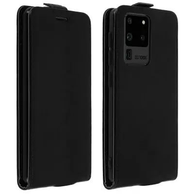 Galaxy S20 Ultra Vertical Flip Case Držalo za kartice, gladek ucinek - crn