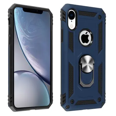 Etui, odporen na udarce, s kovinskim držalom za obrocke - polnocno modra str. Apple iPhone XR