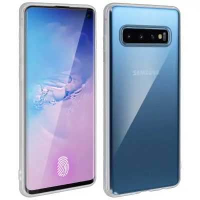 360° popolna zašcita: ultrazvocni silikonski ovitek iz kaljenega stekla - prozoren str. Samsung Galaxy S10