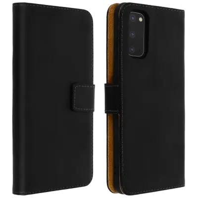 Ovitek za denarnico in stojalo za Galaxy S20 iz pravega usnja - crn