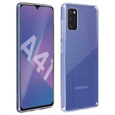 Zašcitni paket za Samsung Galaxy A41: ovitek iz kaljenega stekla iz silikonskega gela - prozoren