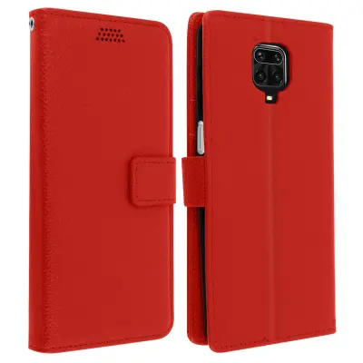 Xiaomi Redmi Note 9S / 9 Pro / 9 Pro Max denarnica in pokrov stojala za video, popolna zašcita - rdeca