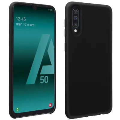 Poltrda silikonska zašcitna torbica z mehkim zakljuckom na dotik - crna str. Samsung Galaxy A50