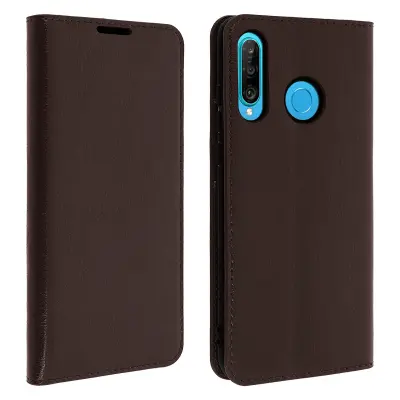 Folio torbica denarnica s stojalom za video iz pravega usnja – rjava str. Huawei P30 Lite