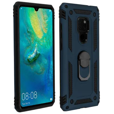 Etui, odporen na udarce, s kovinskim držalom za obrocke - polnocno modra str. Huawei Mate 20