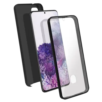 Integral 360° ovitek za Samsung Galaxy S20: mehka sprednja stran in trda zadnja stran - crna