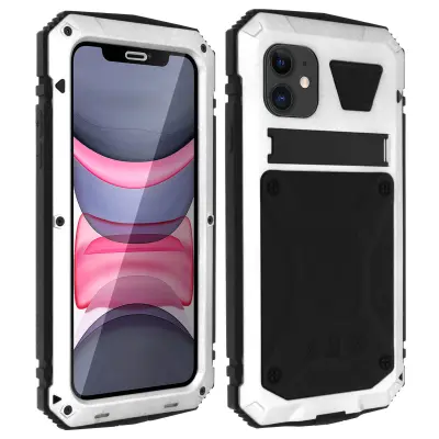 Polno aluminijasto ohišje (kapljice, prah, voda) Podpora za stojalo, serija rezervoarjev - srebrna str. Apple iPhone 11