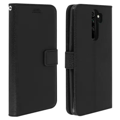 Ovitek za Xiaomi Redmi Note 8 Pro, držalo za kartice in stojalo za video, zrnat ucinek - crn