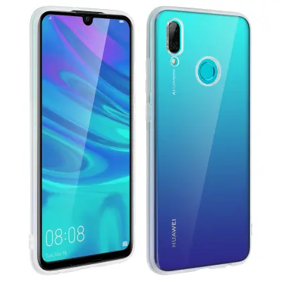 360° popolna zašcita: Etui iz silikonskega gela iz kaljenega stekla s crnim obrisom - prozoren str. Huawei P Smart 2019 / 2020 / Honor 10 Lite