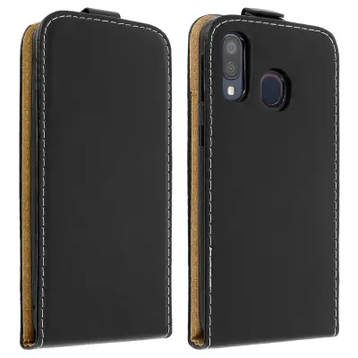 Vertikalna preklopna torbica z držalom za kartice, gladek ucinek - crna str. Samsung Galaxy A40