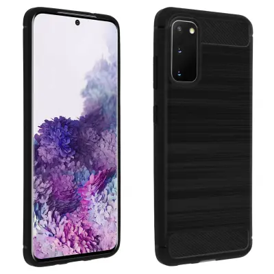 Zašcitna torbica Carbon Design z brušenim ucinkom, silikonski gel - crna str. Samsung Galaxy S20