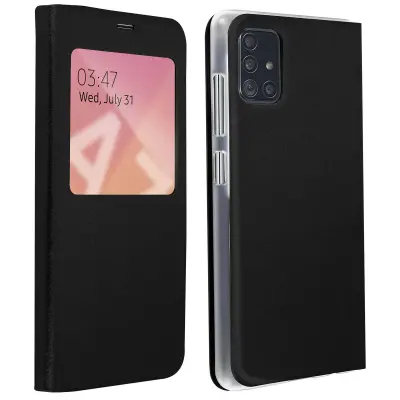 Izjemno tanek ovitek za okna s popolno zašcito za Samsung Galaxy A71 - crn