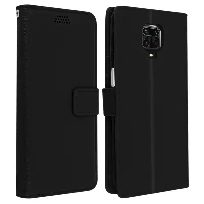 Xiaomi Redmi Note 9S / 9 Pro / 9 Pro Max torbica denarnica in preklopno stojalo za video, popolna zašcita - crna