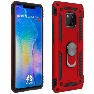 Torbica, odporna na udarce, s kovinskim držalom za obrocke - rdeca str. Huawei Mate 20 Pro