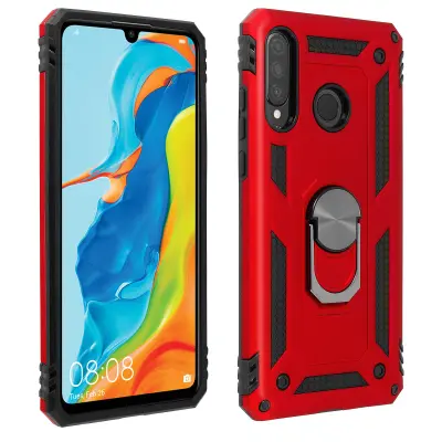Torbica, odporna na udarce, s kovinskim držalom za obrocke - rdeca str. Huawei P30 Lite