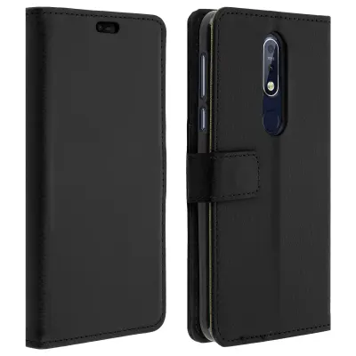 Folio etui za denarnico in stojalo za video, zrnat ucinek - crna str. Nokia 7.1