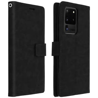 Etui, držalo za kartico in stojalo za video za Galaxy S20 Ultra Vintage Series - crn