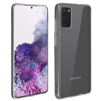 Celoten 360° paket Samsung Galaxy S20 - mehko prozorno ohišje iz kaljenega stekla s crnim obrobo