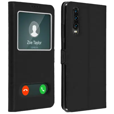 Dvojna zašcitna torbica z ucinkom teksture - crna str. Huawei P30