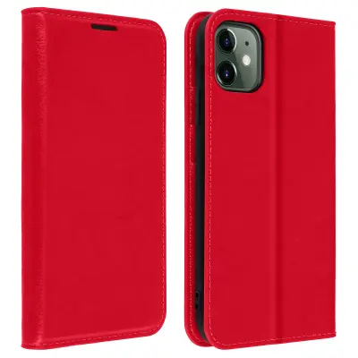 Etui, držalo za kartice in stojalo za video iz pravega usnja - rdeca str. Apple iPhone 11