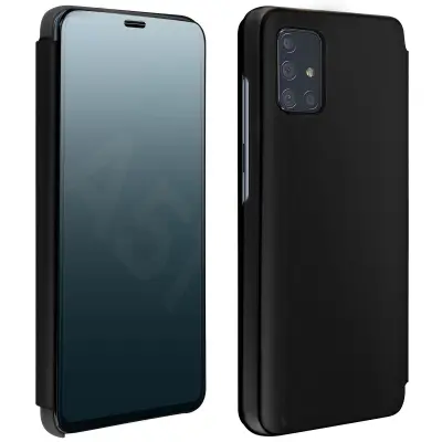 Ovitek s stojalom za Samsung Galaxy A51 z ucinkom ogledala - crn