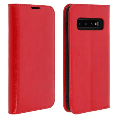Folio torbica denarnica s stojalom za video iz pravega usnja - rdeca str. Samsung Galaxy S10 Plus
