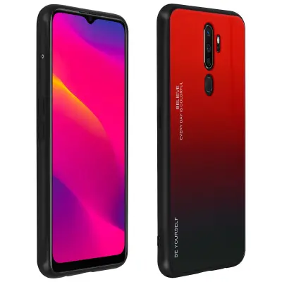 Tanka in trda zašcitna torbica, Gradient Design - rdeca str. Oppo A5 2020 in A9 2020
