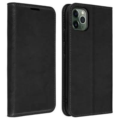 Etui, držalo za kartice in stojalo za video iz pravega usnja - crna str. Apple iPhone 11 Pro Max
