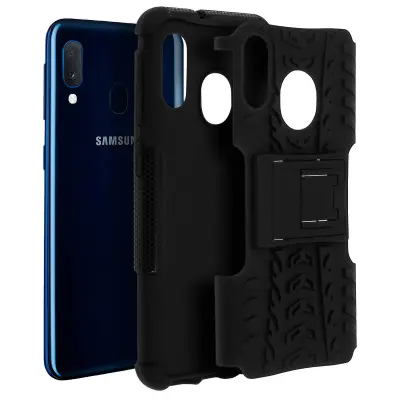Zašcitna torbica, odporna proti udarcem, z vgrajenim nosilcem - crna str. Samsung Galaxy A20e
