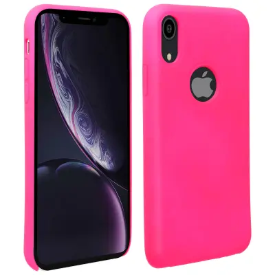Poltrdi silikonski zašcitni etui z mehkim zakljuckom na dotik - Neon Pink str. Apple iPhone XR