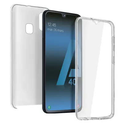 Popolna zašcita: mehka sprednja lupina in trda zadnja stran - prozorna str. Samsung Galaxy A40