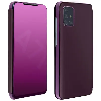 Ovitek s stojalom za Samsung Galaxy A71 z ucinkom ogledala - vijolicen