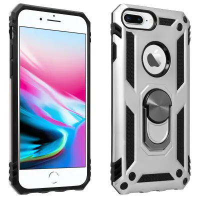 Torbica, odporna na udarce, s kovinskim držalom za obrocke - srebrna str. Apple iPhone 6 Plus, 6S Plus, 7 Plus in 8 Plus